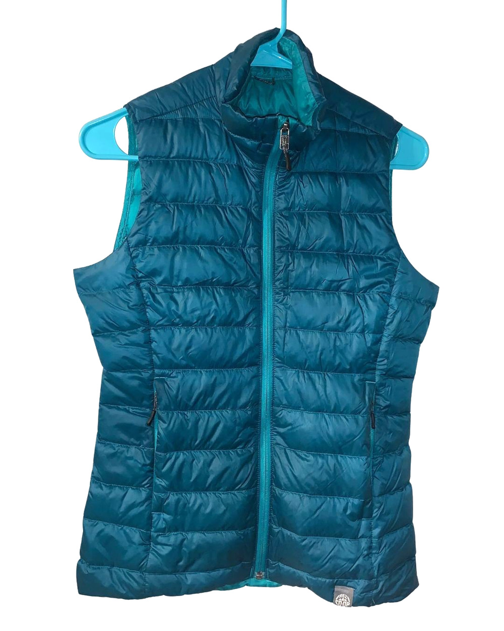 REI Womens Teal 650 Down Puffer Vest Size S Full Zip Gorpcore Hiking 878095